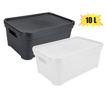 STORAGE BOX PYRAMID DESIGN W/LID 10L