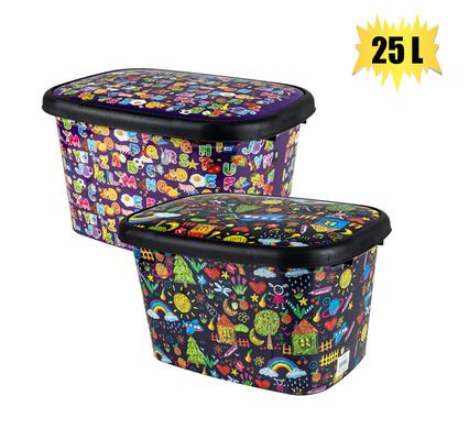 STORAGE BOX DECORATED DEEP 25L