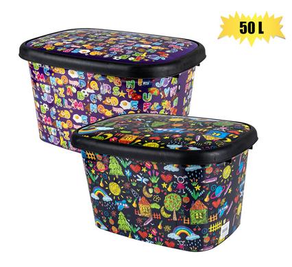 STORAGE BOX DECORATED DEEP 50L