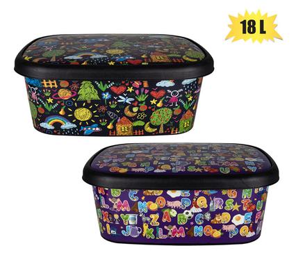STORAGE BOX DECORATED FLAT 18L