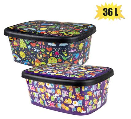 STORAGE BOX DECORATED FLAT 36L