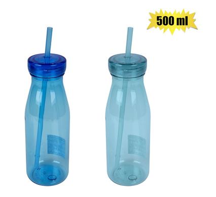 WATER BOTTLE 500ml W/STRAW TOP