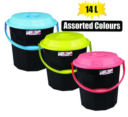 BUCKET PL 14L W/LID