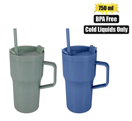 TUMBLER PASTEL 750ml W/STRAW POLYSTYRENE
