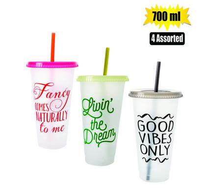 TUMBLER SIPPER W/STRAW 700ml PRINTED