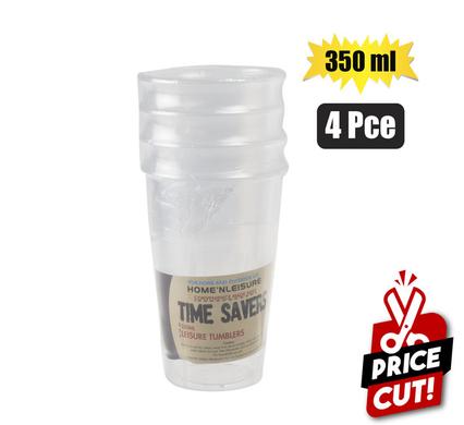 TUMBLERS PL 4PC 350ml POLYPROP