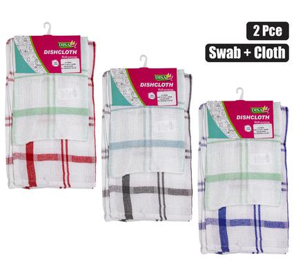 DISH CLOTH + SWAB SET 2PC HONEYCOMB