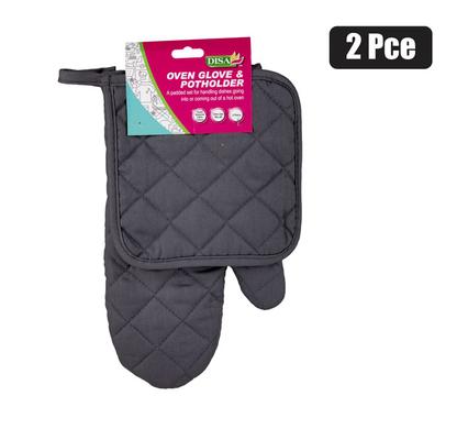 POTHOLDER & OVEN GLOVE COTTON 2PCE