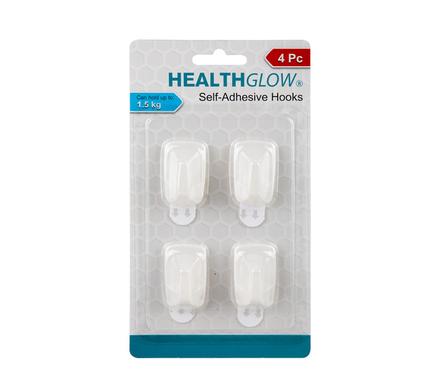 HOOK S/ADH PLASTIC 4PC SQUARE