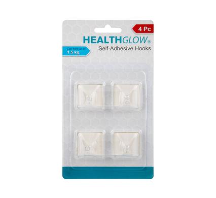 HOOK S/ADH PLASTIC 4PC SQUARE TRANSP