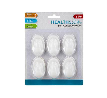 HOOK S/ADH PLASTIC 6PC OVAL