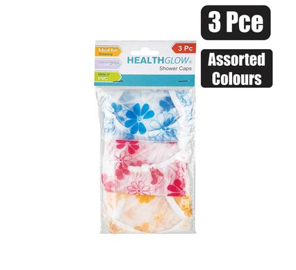 SHOWER CAP PVC ASSTD 3PCE