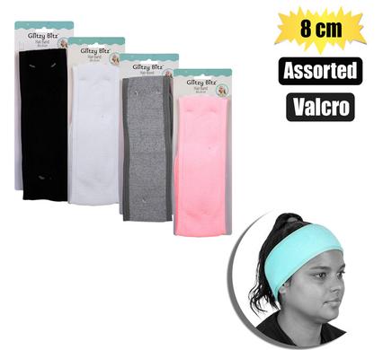 HAIR BAND 60X 8cm VELCRO ASSORTED