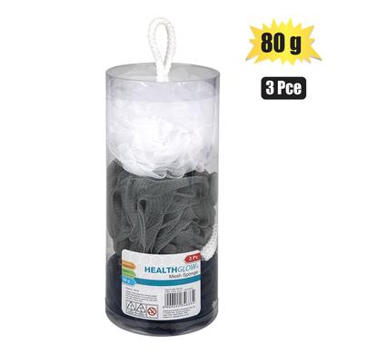 BATH SPONGE MESH W/ROPE 50g 3 PIECE