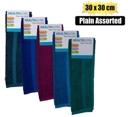 FACE CLOTH 30x30cm PLAIN ASSTD