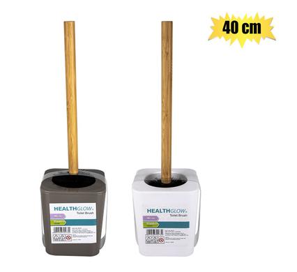 TOILET BRUSH BAMBOO HANDLE W/STAND ASSTD