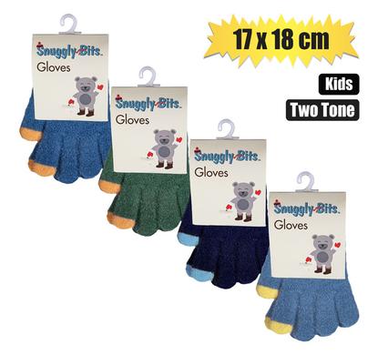 GLOVES KIDS TWO TONE ASSORTED  17x18cm