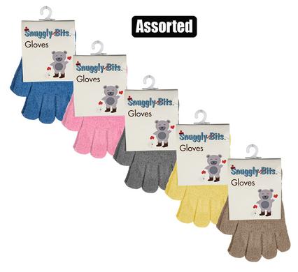 GLOVES KIDS PLAIN ASST COLOURS 14x9cm