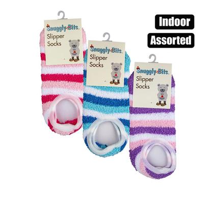 SOCKS INDOOR SLIPPER W/GRIP STRIPE