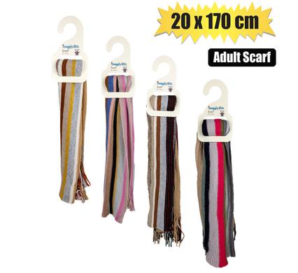 SCARF ADULT KNITTED STRIPES 20x170cm