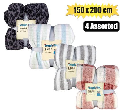 BLANKET CHECK SOFT SHERPA 150x200cm ASST