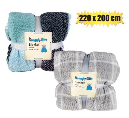 BLANKET CHECK SOFT SHERPA 220x200cm ASST