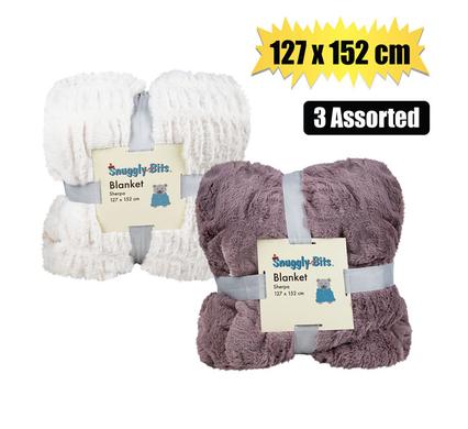 BLANKET FAUX RABBIT SHERPA 127X152cm