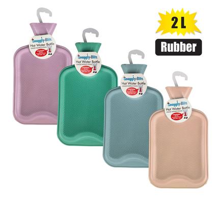 HOTWATER BOTTLE RUBBER RIBBED ASSTD 2L