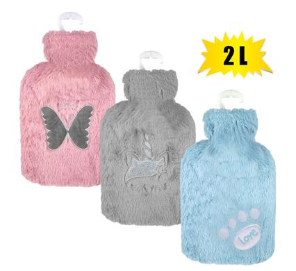 HOTWATER BOTTLE W/PLUSH COVER EMBROD 2L
