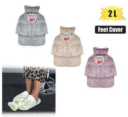 HOTWATER BOTTLE W/PLUSH FEET COVER 2l