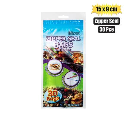 DISPOSABLE BAG ZIPPERSEAL 30PC 15x9cm