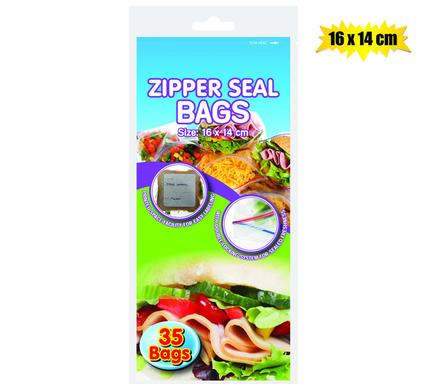 DISPOSABLE BAG ZIPPERSEAL 35PC 16x14cm