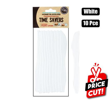 CUTLERY PL KNIVES 10PCE WHITE/CLEAR  H&L