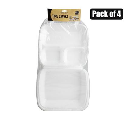PICNIC STYROFOAM 3 DIVISION BOXES 4-PACK