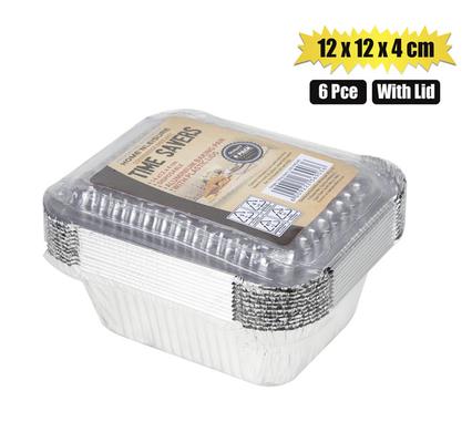 BAKING-PAN ALU-FOIL 6PC 14x12x4cm W/LID