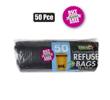 REFUSE BAG BLACK 50PC 750x950mm