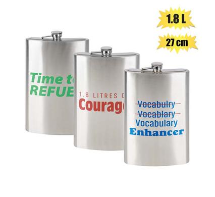 HIP FLASK S/S W/WORDS 27CM 1.8L