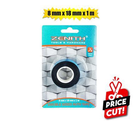 TAPE AUTO DBL-SIDED 0.8x18mmx1m   ZENITH