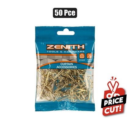 CURTAIN HOOKS BRASSED R7 PACK-50  ZENITH