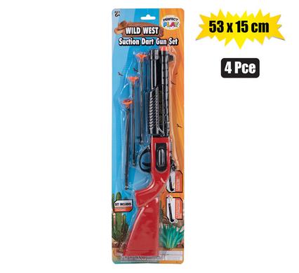 GUN RIFLE SUCTION DART SET 4pc 53x15cm