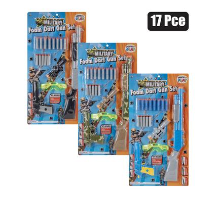 GUN RIFLE SUCTION DART SET 17pc, 62x32cm