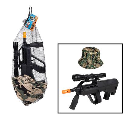 GUN RIFLE FRICTION & MILITARY HAT SET