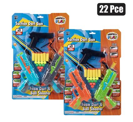 GUN FOAM DART, 2 HANDGUNS & PISTOL 22pc