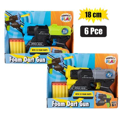 GUN FOAM DART SHOOT 18cm ASSTD 6PC