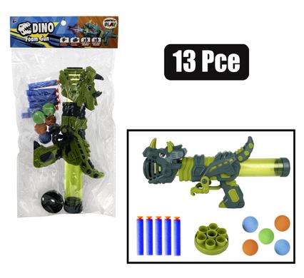 GUN FOAM DART/BALL DINO 13PC ASSTD 33cm