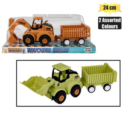 VEHICLE CONSTRUCTION W/TRAILER 24cm ASTD