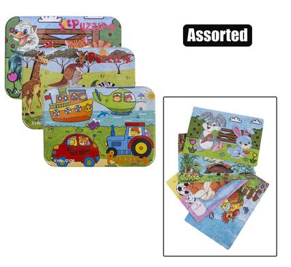 PUZZLE WOOD TIN ASSTD DESIGNS & PIECES B