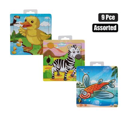 PUZZLE WOOD TRAY ASSTD 9PC