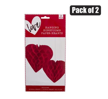 ORN OCCASION  HEART HONEYCOMB  2PC