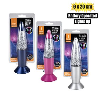 ORN LIGHT GLITTER LAMP ASSTD 6X20cm B/O